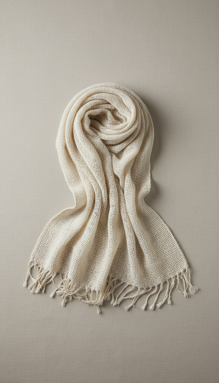 Woven cream linen throw with fringed ends