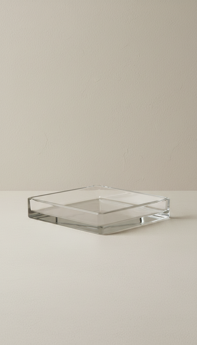 Minimalist glass tray with subtle edge