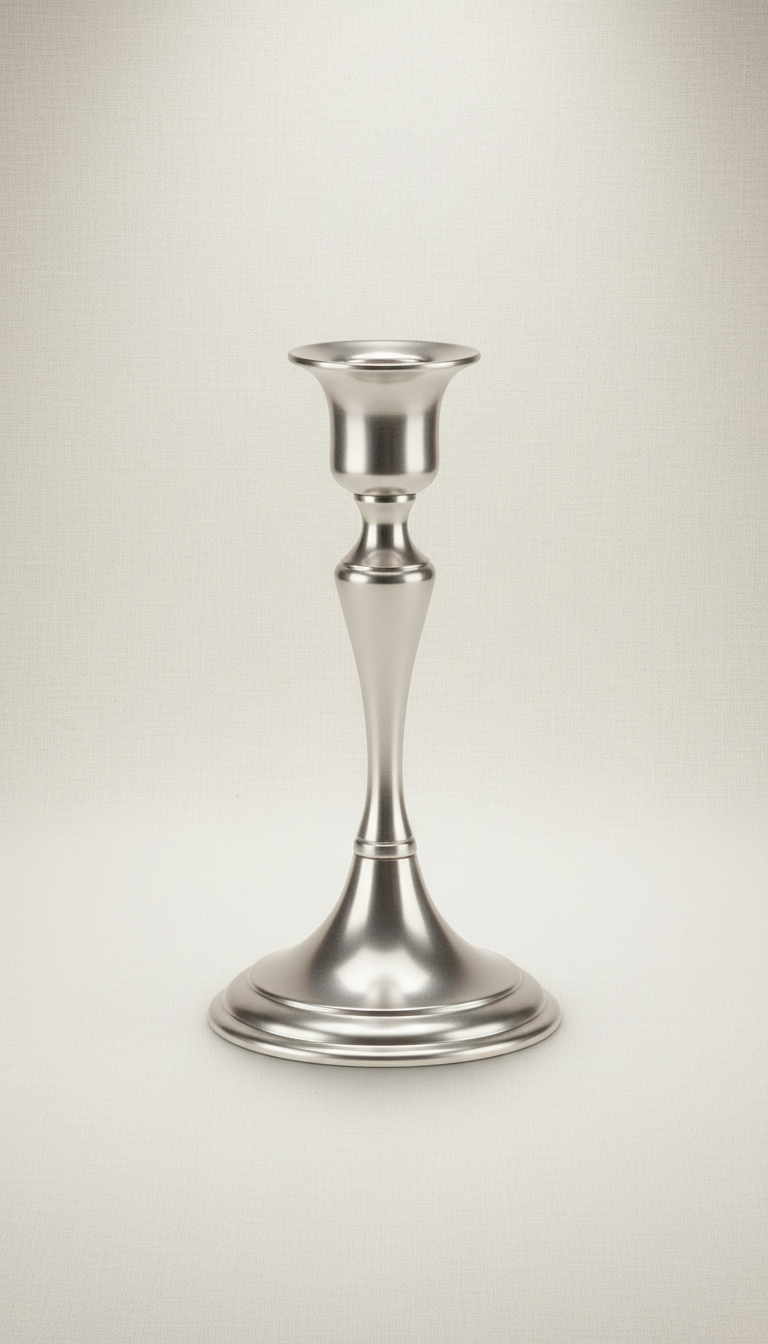 Polished metal candle holder in tapered form